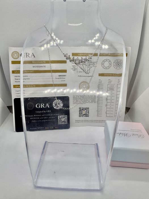 Сребърно колие с мойсанит (Диамант) 2.8 карата