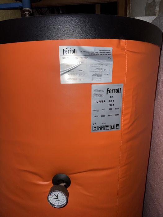 Puffer Ferroli 500 L din otel cu izolatie