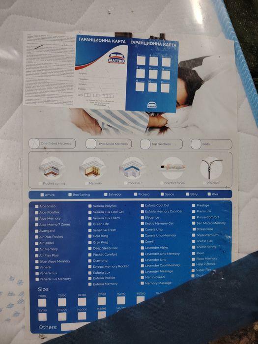 Чисто нов еднолицев матрак Mattro 164/190