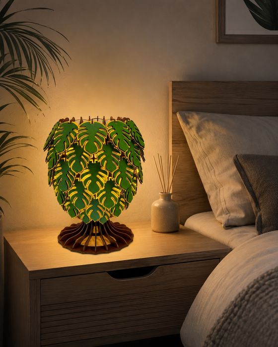 Lampa Decorativa „Monstera” – Design Natural Premium din Lemn