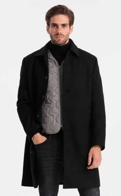 Palton slim 48 M premium Atelier Torino lana superioara moale negru