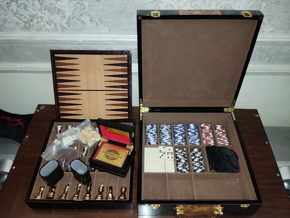 Элитный игровой набор 5 в 1 (шахматы, шашки, нарды, домино, покер)