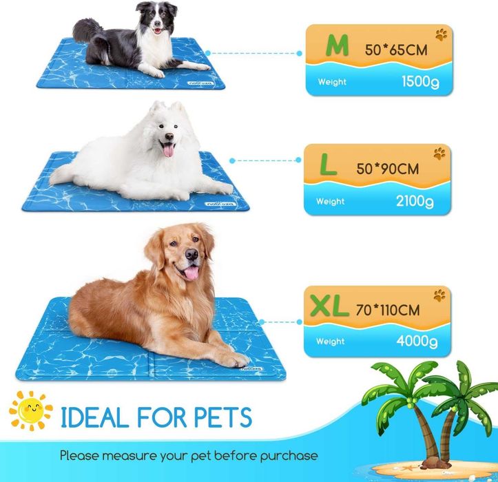 Nobleza Охлаждаща подложка за кучета, M 65x50 см, нетоксичен гел, синя