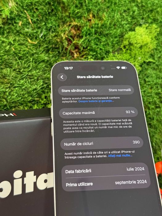 iPhone 15 Pro White Titanium Alb 128GB, 92% Baterie #7030