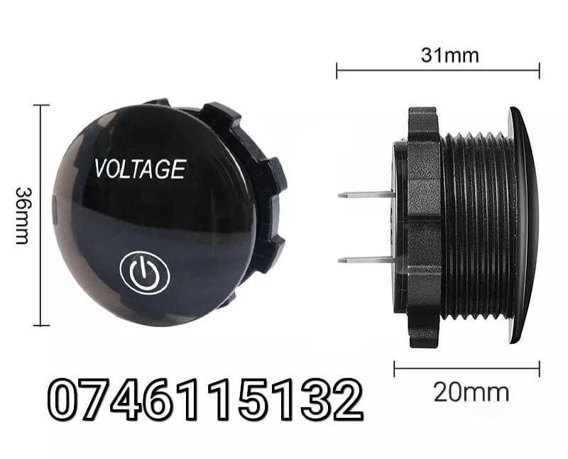 Voltmetru Auto Moto Atv Tractor-Cu Buton Tactil-2 Functii-Universal-T7