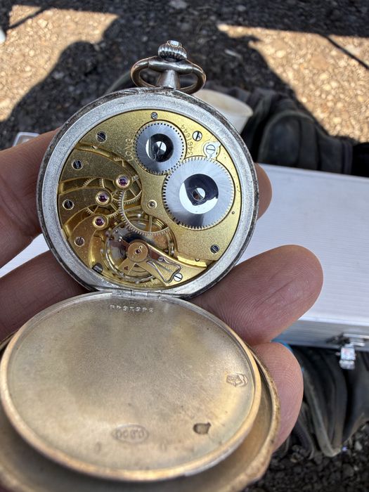 стар джобен сребърен часовник longines