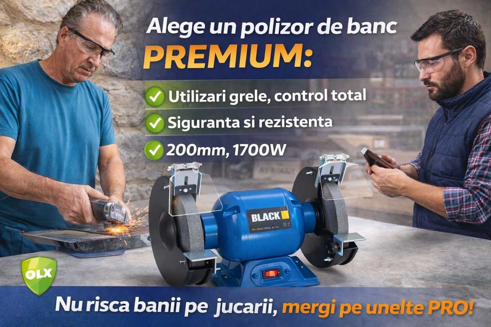 Polizor de banc 1700W disc 200mm – puternic si stabil