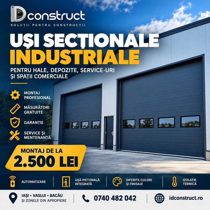 Uși Secționale Industriale pentru Hale – Montaj Profesional