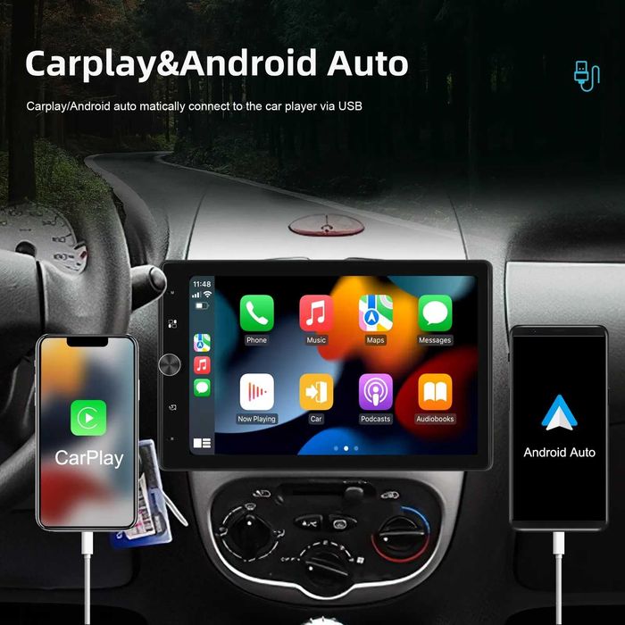 Мултимедия плеър с единичен дин за кола автомобил Carplay Android Auto