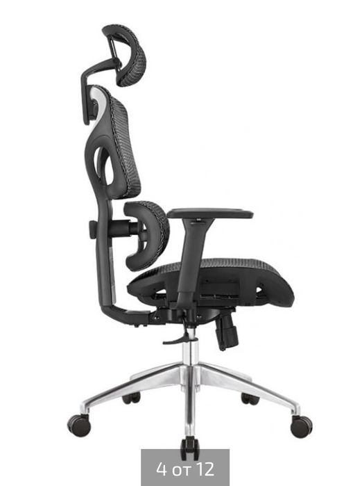 Ергономичен стол EireneBlack с 3Д лумбална опора,слайд механизъм,черен