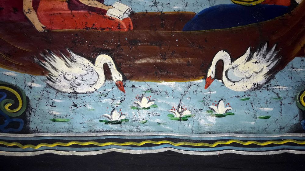 Оригинален ръчно рисуван ковьор за стена, началото на 20-ти век.