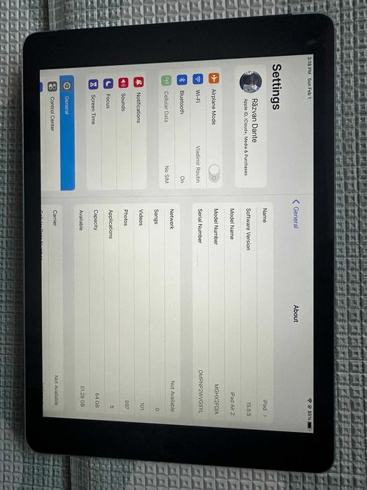 iPad Air 2 64Gb WiFi + Cellular A1567 (TouchID nefunctional)