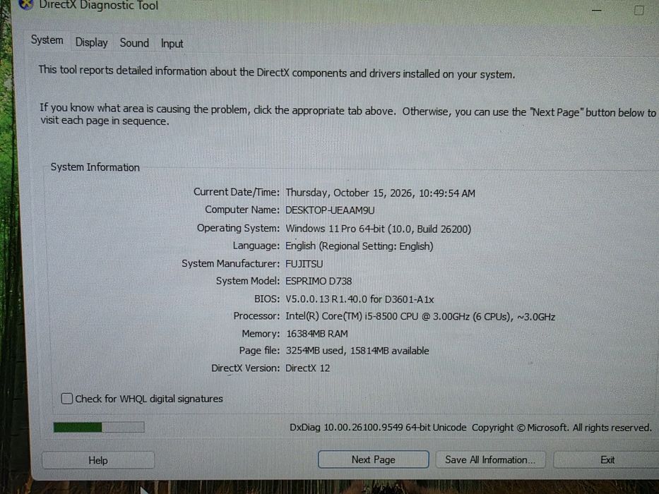 Calculator Fujitsu Esprimo D738 I5 gen 8 16 g ram ssd 500