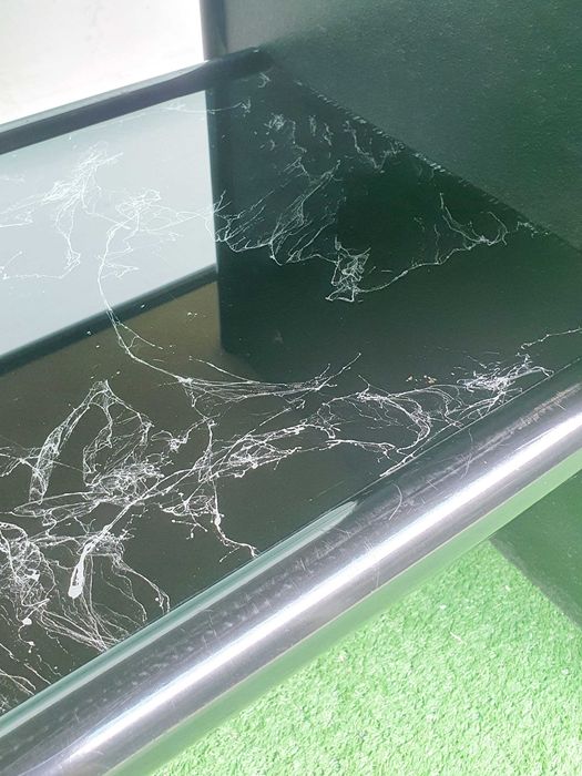 Маса за кафе със стъклен плот ефект "мрамор" малка