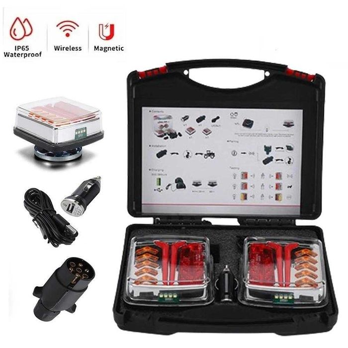 Безжични LED стопове,стоп светлина с магнит 12V-24V за ремареке/кемпер