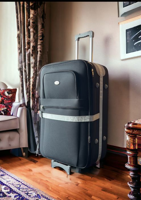 Пътнически куфар за багаж 78x57x27см текстилен разширител 5см 3 колела