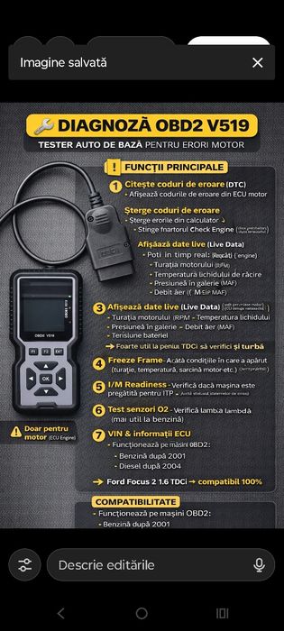 Diagnoza auto obd|| v519