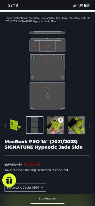 Vand 2 buc skin autocolant MacBook Pro 14’ M1