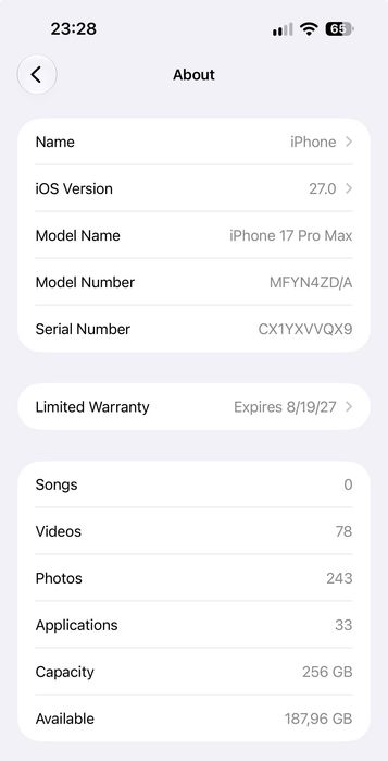 iPhone 17 pro max 256 гб