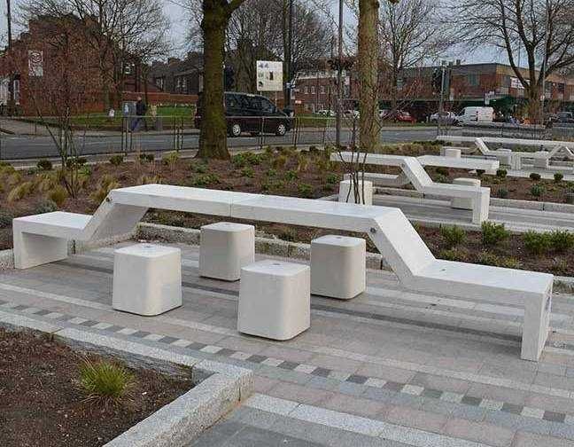 Suyanchiqli va suyanchiqsiz skameykalar Loft Urna Landshaft dizayn