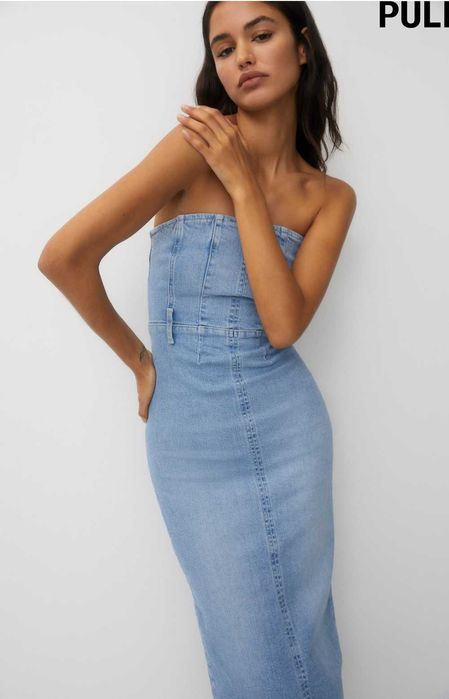 Новое джинсовое корсетное платье Pullandbear, размер XS/S (38/40 РФ)