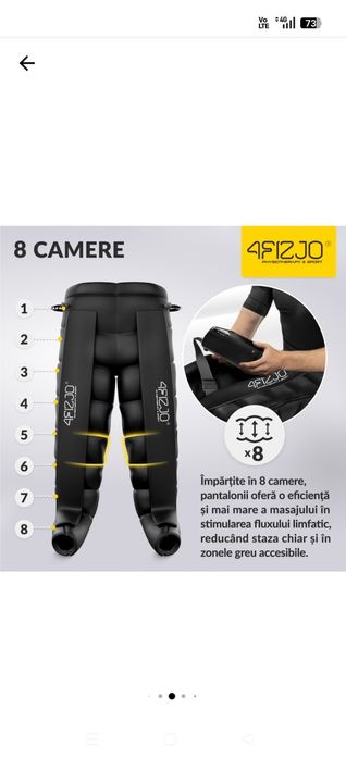 Aparat de drenaj limfatic, 4FIZJO, AIR COMPRESSION THERAPY SYSTEM EVO C8, 6 programe, 8 camere
