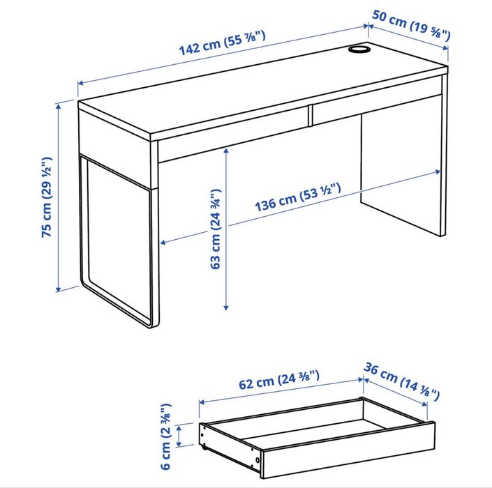 Birou ikea MICKE alb 142x50