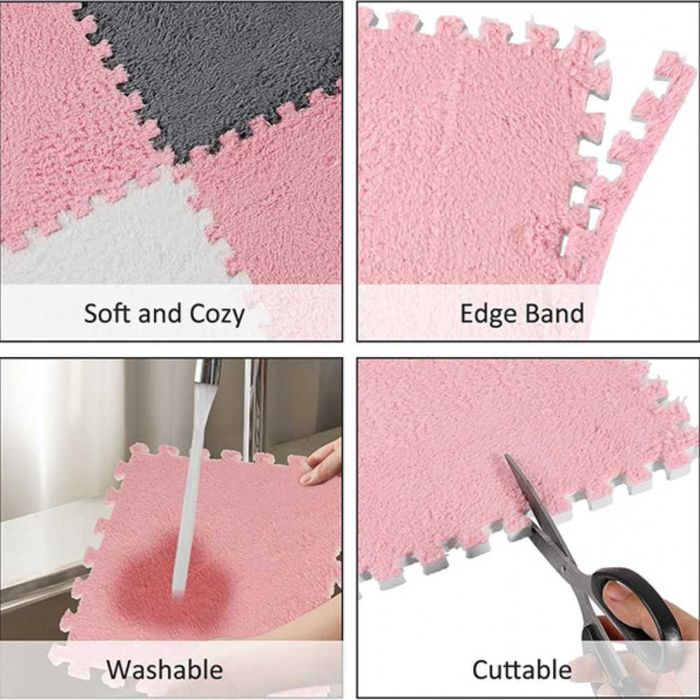 Плюшена мека настилка - изолация за детска -мек пъзел различни цветове