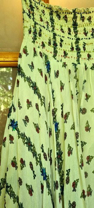 Fustă boho chic, 100% vâscoză, cu paiete și mărgele discrete