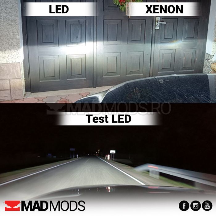 Set 2 Becuri Led H1 H3 H4 H7 H8 H9 H11 HB3 HB4 180W 6000k Canbus