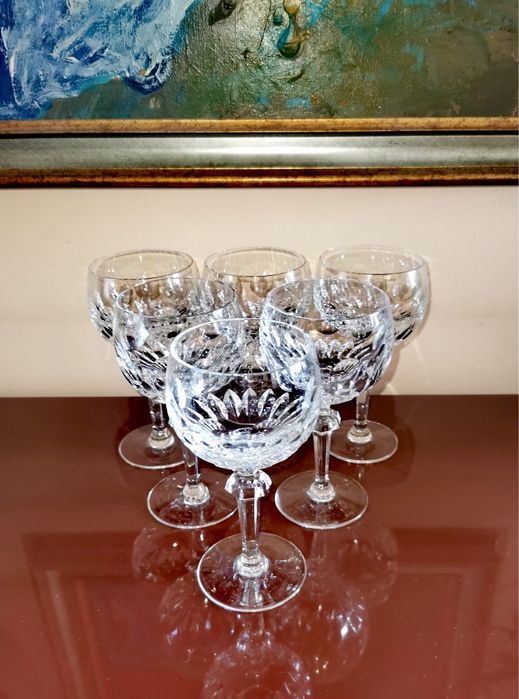 Кристални чаши супер луксозни за вино сервиз от 6 бр ръчно рязани