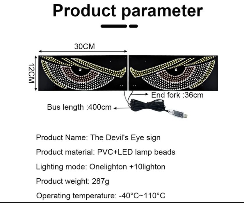 Set 2 panouri Ochi camion Devil’s Eyes, 32 x 12cm