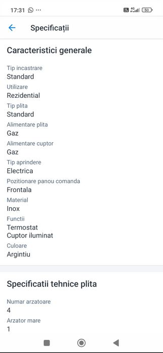 Aragaz Hansa FCGX53021, Gaz, 4 arzatoare, Aprindere electrica, 50cm, Inox