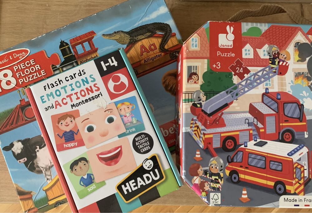 Лот детски пъзели и карти 1-4 год.