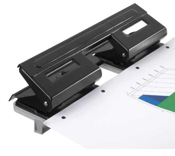 Перфоратор Herlitz, 4 перфорации, регулируем водач за хартия, черно