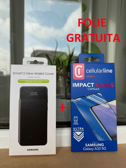 Folie + Husa Originala Silicon sau View Wallet Cover Samsung A33 5G
