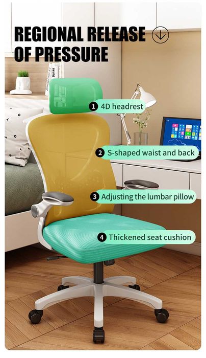 Scaun de Birou Ergonomic, inaltime reglabila, Suport pt Geaca,tetiera