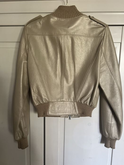 Vand geaca piele aurie , model bomber, potrivita S/M