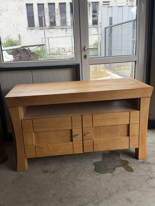 Масивен дъбов ТВ шкаф 128 × 56 × 72 см