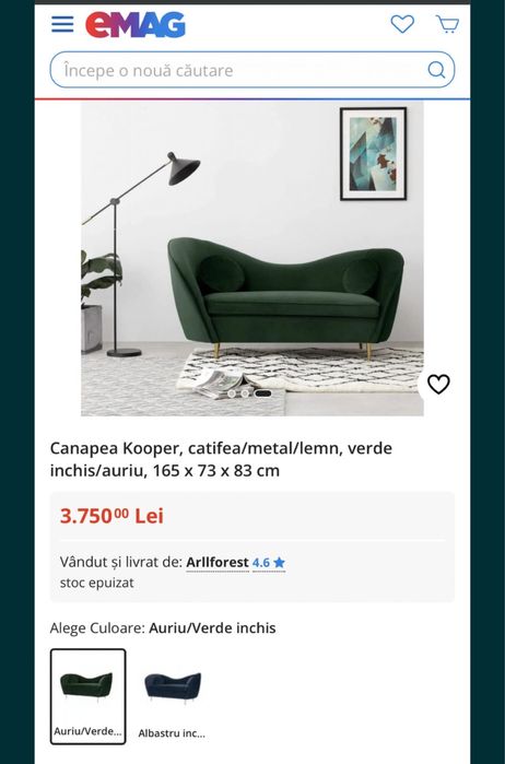 Canapea kooper catifea