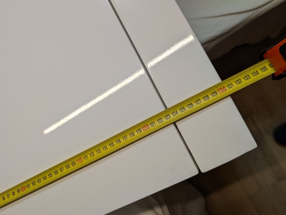 Разтегателна трапезна маса 130 х 80 см бял гланц MDF МДФ