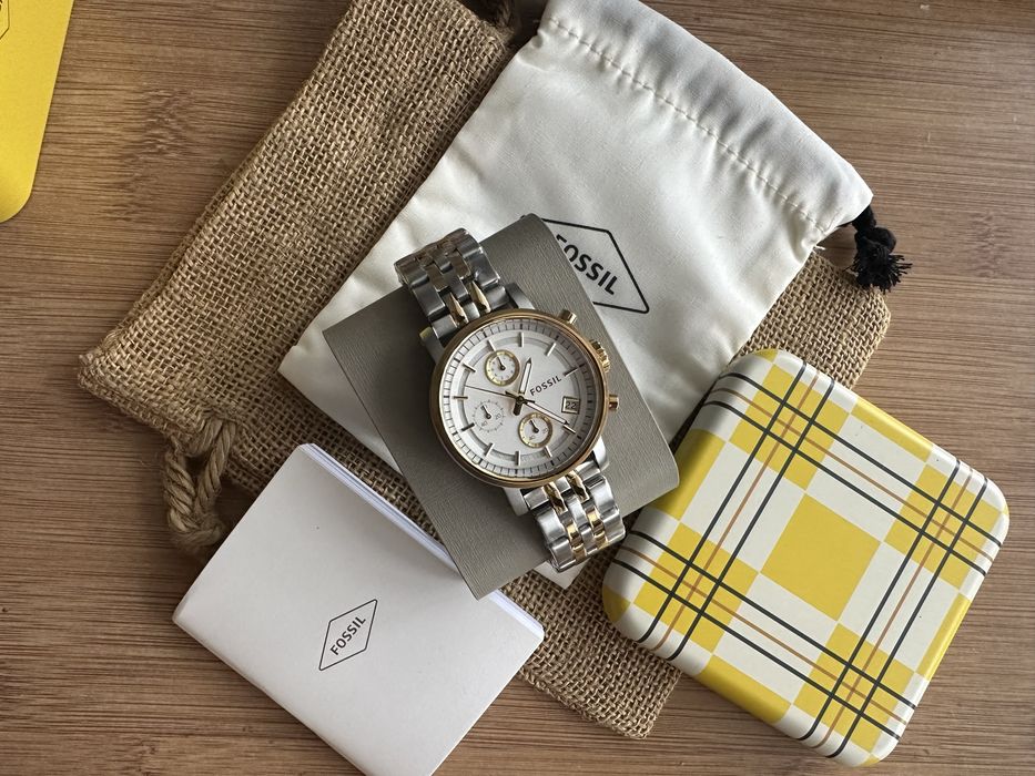 Ceas Fossil Boyfriend nou two tone 38mm diametrul exceptional es3746