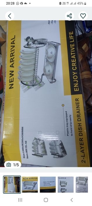 Uscator vase, pahare si tacamuri metalic etajat cu tavita, nou, dimensiuni in poza 3, Cu Carte de instrucțiuni