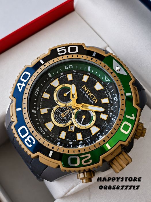 INVICTA Commandor Titanium green/gold 71 mm, Инвикта нов мъжки часовник