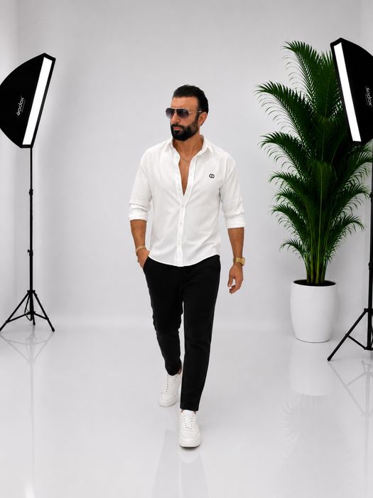 Compleu Barbati %95 Bumbac %5 Polyester Elegant camasa alba &pantalonui Negeri