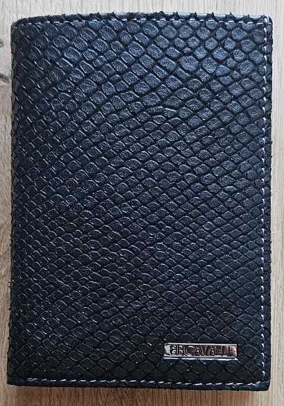 Мъжки кожен портфейл Cavalli Кавали черен от змийска кожа НОВ