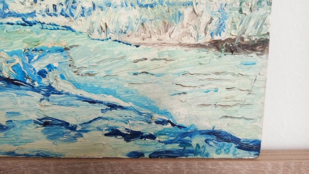 Красив зимен  пейзаж маслена картина