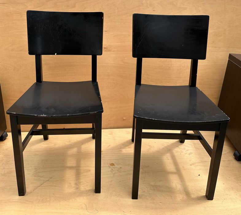 Set 2 Scaune Vintage din lemn masiv; Scaun negru; Scaun solid