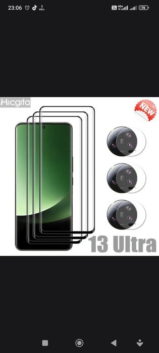 Xiaomi 13 ultra uchun chexol va 3 ta shisha va orqa kamira uchun shish