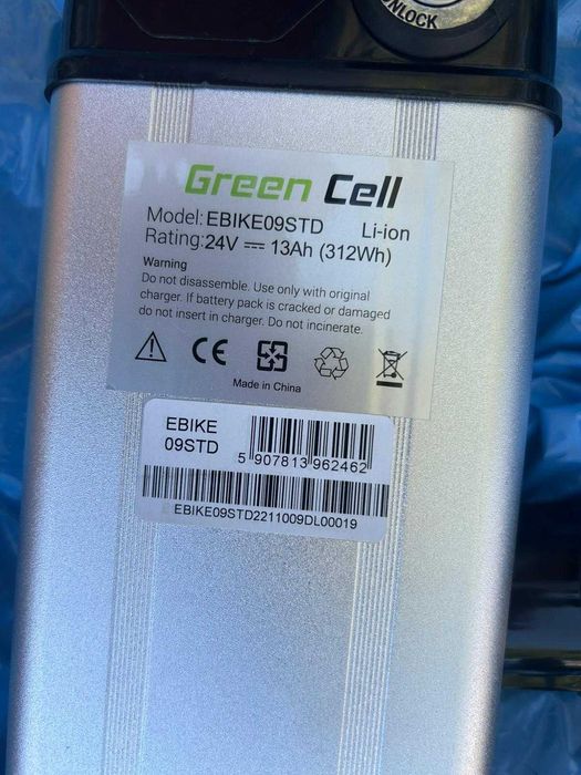 Baterie bicicleta Green Cell E-bike Battery 36V 15Ah 540Wh Silverfish Ebike 4 Pin for Powerhog, Volta, E-Trends, Zündapp with Charger